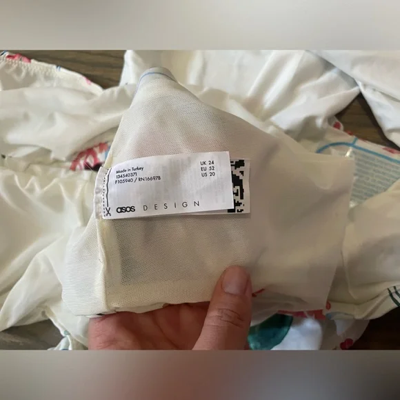 ASOS DESIGN Curve high leg high waist bikini bottom/ top in postcard print - Picture 7 of 8